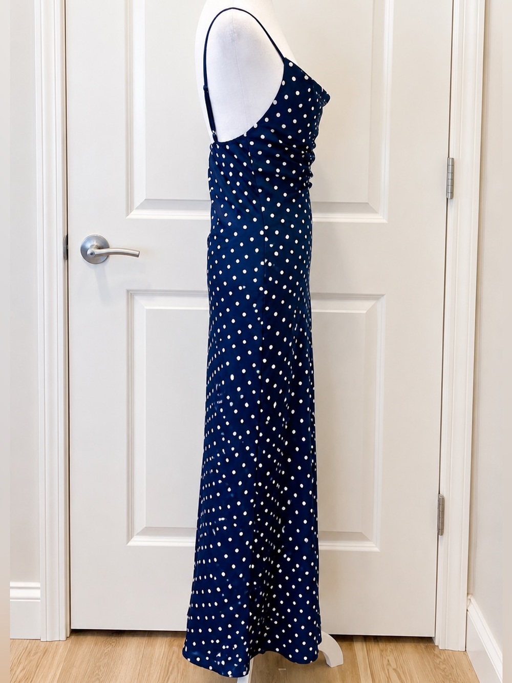 NWT Jessica Simpson Navy Polka Dot Lace Cowl Neck Maxi Dress XL - Picture 5 of 14
